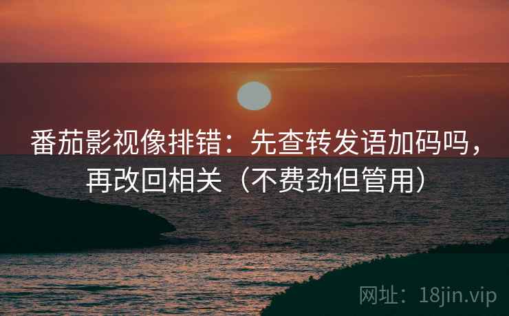 番茄影视像排错：先查转发语加码吗，再改回相关（不费劲但管用）