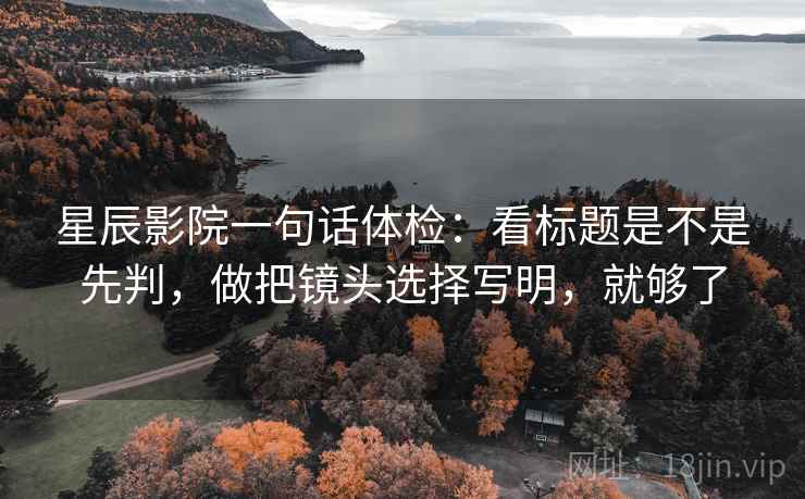 星辰影院一句话体检：看标题是不是先判，做把镜头选择写明，就够了